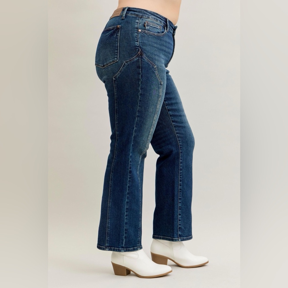 Judy Blue Full Size Seam Detail Straight Leg Jeans Plus Size - Picture 5 of 7